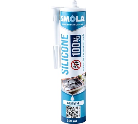 Герметик SMOLA санитарный SILICONE 100 белый, 300 мл 04-1-1-002