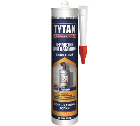 Огнестойкий силикатный герметик для каминов Tytan PROFESSIONAL до +1500C, черный 280 мл 74775 210213