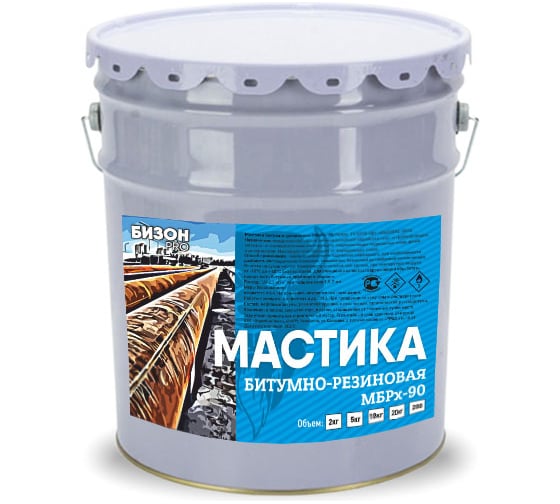 Битумно-резиновая мастика Бизон МБРх-90, 5 л 901305