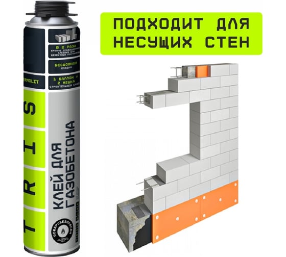 Клей для газобетона TriS Бокс Termolit 11 баллонов+ пистолет +1 очиститель КГ005