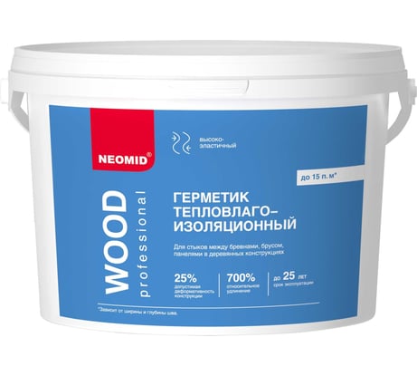 Строительный герметик NEOMID Professional 3 кг, ведро, тик Н -ГермPROFF-3/тик