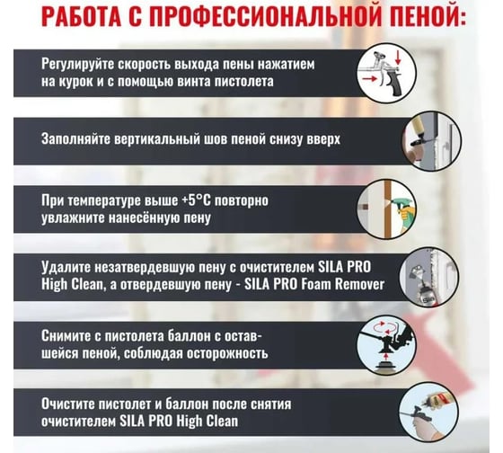Профессиональная монтажная пена Sila Упаковка Pro B1 Firestop, огнестойкая, 750 мл, 1 упаковка 12 штук SPFR45/12