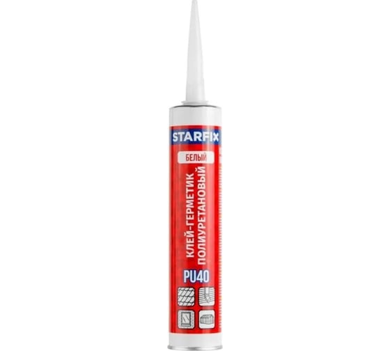 Клей-герметик STARFIX полиуретановый PU40, белый, 300 мл SM-85136-1