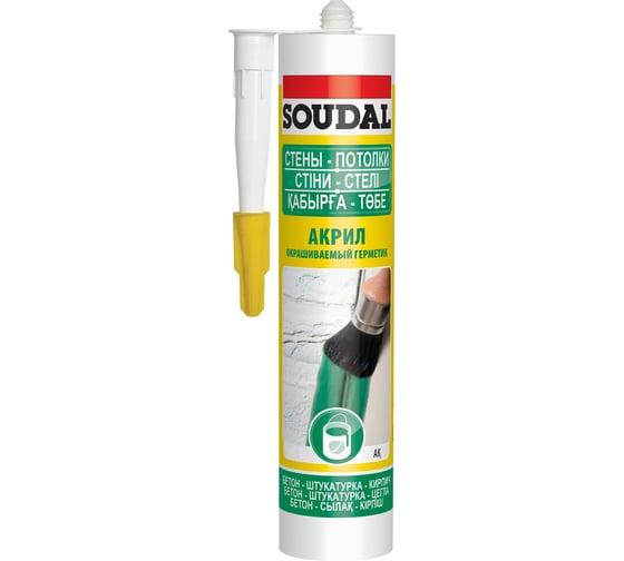 Окрашиваемый герметик SOUDAL серый 300 мл 106489