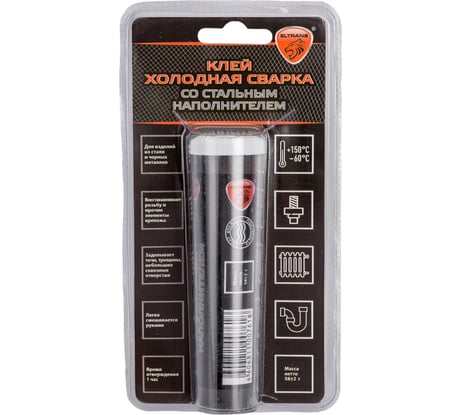 Клей холодная сварка со стальным наполнителем ELTRANS пластиковый патрон в блистере EL-1202.01