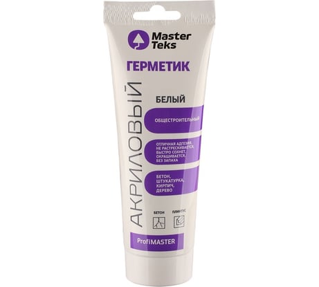 Герметик MASTERTEKS Profmaster Акрил общестроительный, 250 мл, белый 135676