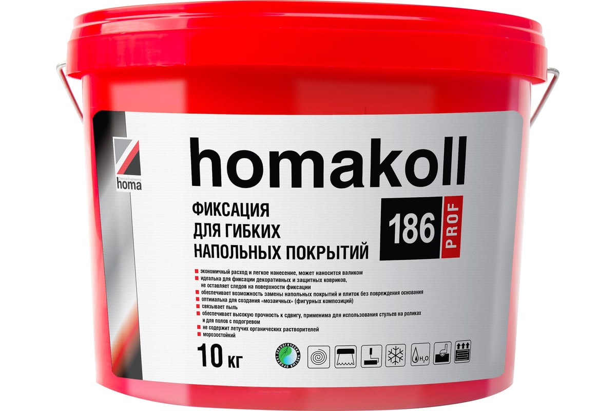 Морозостойкий клей фиксация Homakoll 186 Prof, 100-150 г/м2, 10 кг 115383 -  выгодная цена, отзывы, характеристики, фото - купить в Москве и РФ