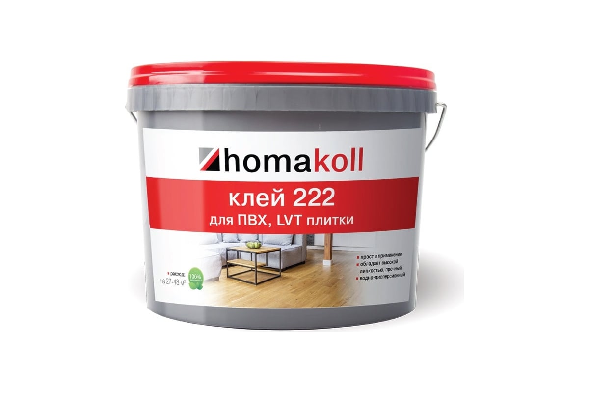 Клей Homakoll 222, для ПВХ и LVT плитки, 6 кг 460400 - выгодная цена ...