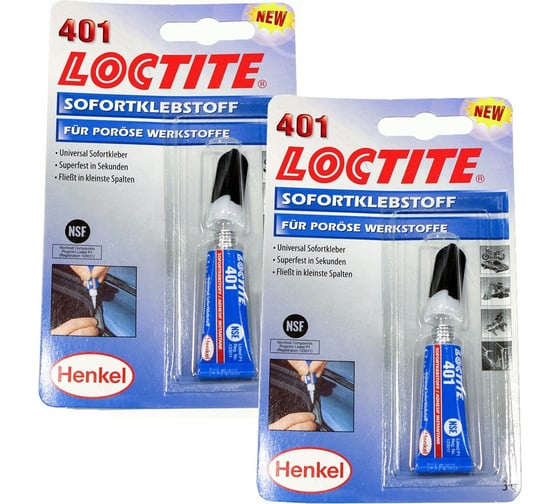 Моментальный цианоакрилатный клей общего назначения LOCTITE 401, 3гр. 2шт./уп 195904-2 1