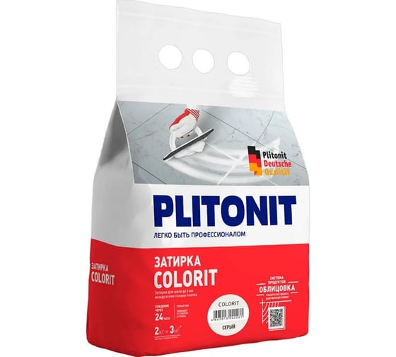 Затирка для швов PLITONIT COLORIT серая 2 кг Н006081