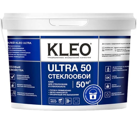 Клей готовый для стеклообоев КLEO ULTRA 10 кг 192 ULTRA 10 кг