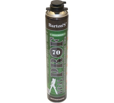Профессиональная монтажная пена BARTON'S REALPROF 70, всесезонная до -18 градсов, 750 мл BR302