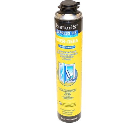Клей-пена BARTON'S всесезонная, EXPRESS FIX для откосов и подоконников, 750 мл BR282