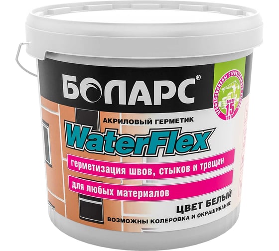 Герметик акриловый БОЛАРС Вотерфлекс/Waterflex, 3 кг 00000044555