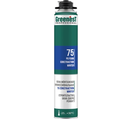 Пена монтажная GreenesT PROFESSIONAL CONSTRACTION 75, зимняя до -25ᵒС, объём 1000 мл 185108575