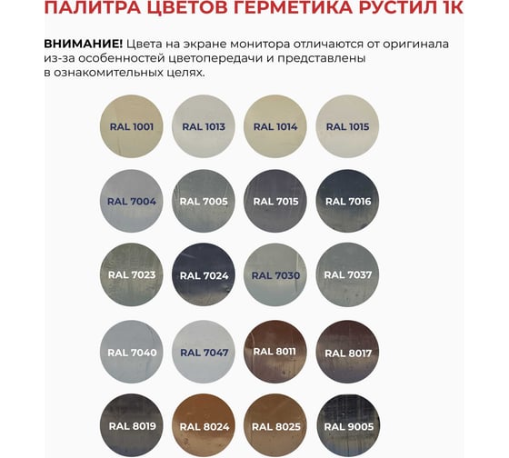 Полиуретановый герметик Рустил 1К, 310 мл, RAL 9010 белый 61458447