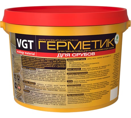 Акриловый высокоэластичный герметик для срубов VGT орегон, 15 кг 11607665