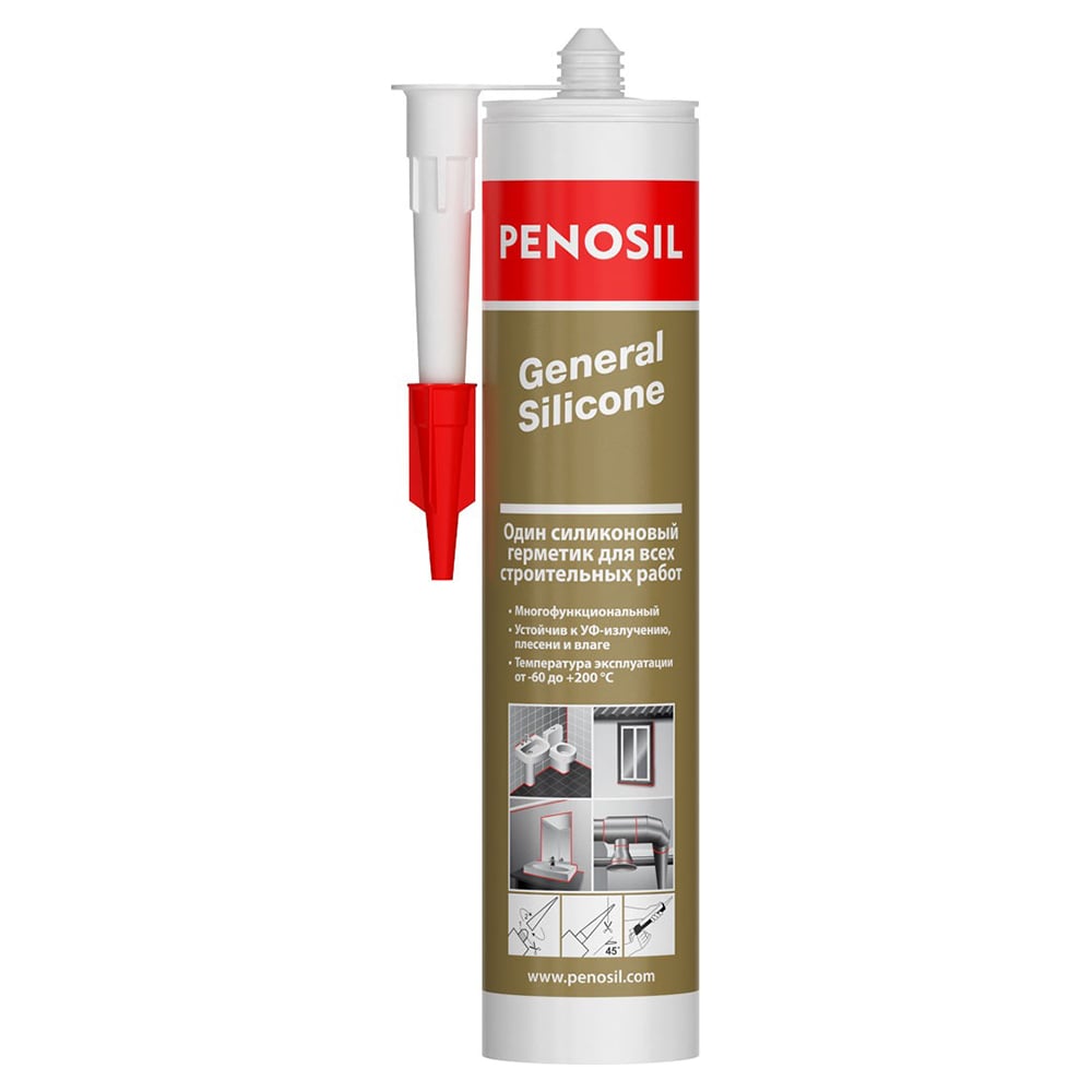 Герметик силиконовый Penosil General Silicone, нейтральный, белый, 310 ...
