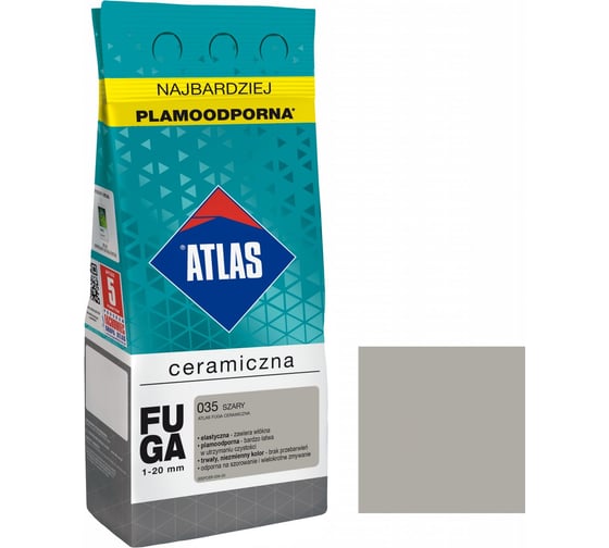 Керамическая затирка ATLAS серый, 2 кг (1-20 мм) 035-СER