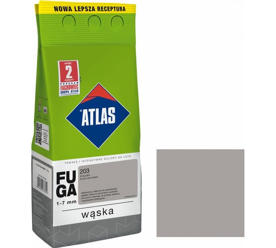 Цементная затирка ATLAS стальной, 2 кг (1-7 мм) 203-CEM