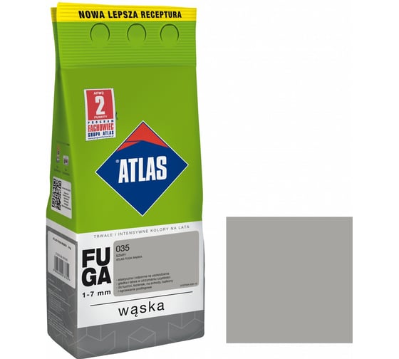 Цементная затирка ATLAS серый, 2 кг (1-7 мм) 035-CEM