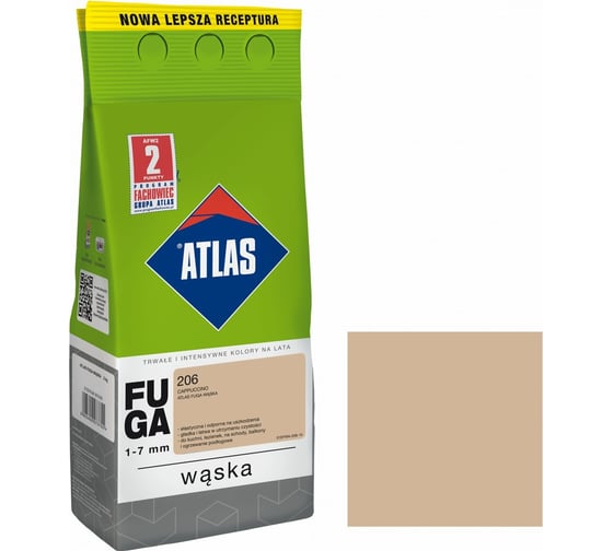 Цементная затирка ATLAS капучино, 2 кг (1-7 мм) 206-CEM
