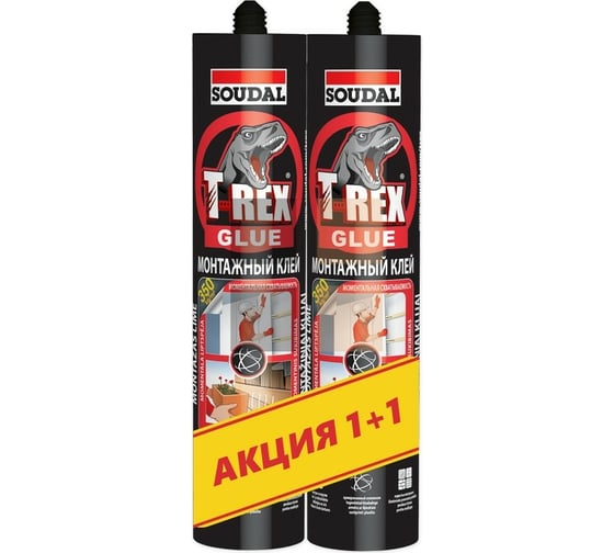 Клей Soudal T-REX Моментальная схватываемость 380 г, 2 шт. 152249