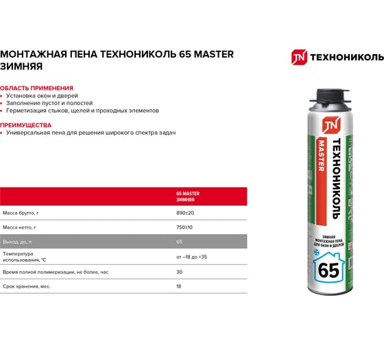 Пена Технониколь MASTER 65 зимняя 1000 мл TN625512