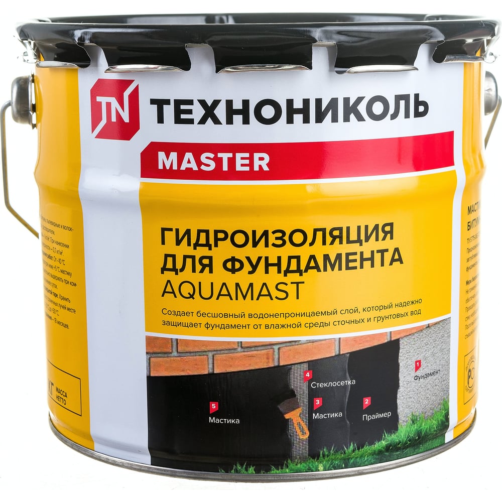 Битумная мастика Технониколь AquaMast, ведро 3 кг TN420915