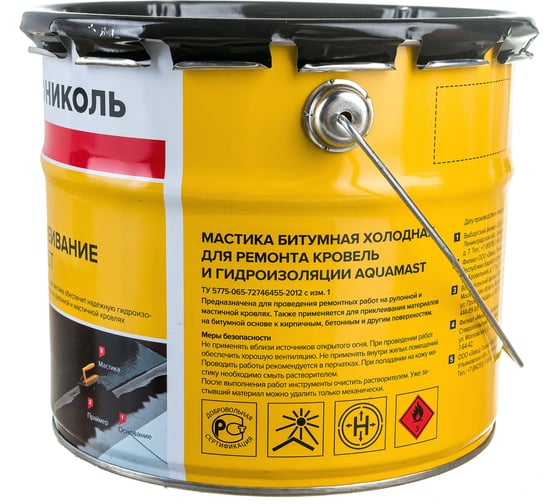 Мастика для ремонта Технониколь AquaMast, ведро 3 кг TN420925