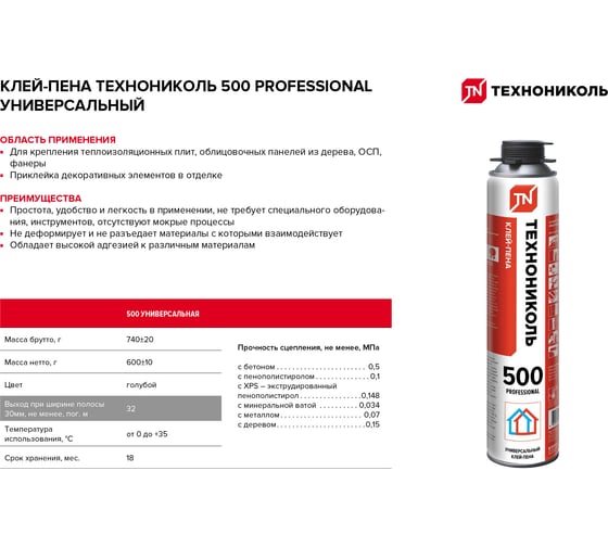 Клей-пена универсальный Технониколь PROFESSIONAL 500 TN528379