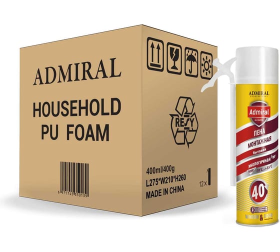Пена бытовая ADMIRAL STARS 40 всесезонная 400 мл, 54422524
