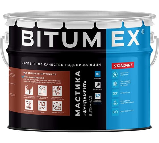 Мастика битумная BITUMEX Фундамент ведро 10кг МБ-008