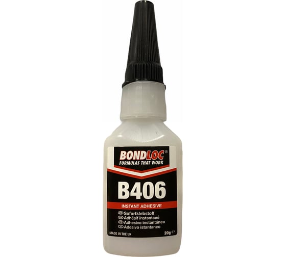 Моментальный цианоакрилатный клей для резин и пластиков Bondloc B406 20 г B40620G