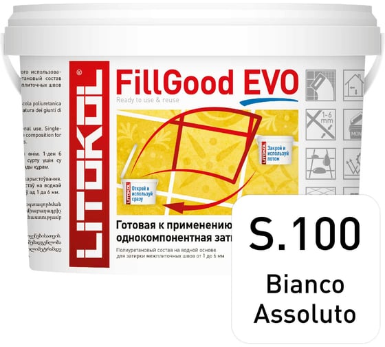 Полиуретановый состав для затирки швов LITOKOL FillGood EVO F.100 BIANCO ASSOLUTO 496280002
