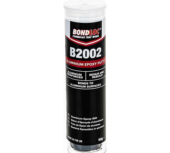 Эпоксидная 2К шпатлевка, палочка для ремонта алюмин. поверхностей Bondloc B2002 блистер, 50 г B2002C50G