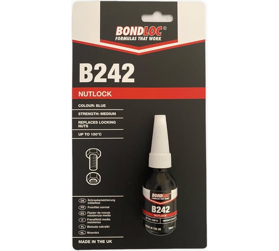 Резьбовой фиксатор средней прочности Bondloc B242 блистер, 10 мл B242C10ML