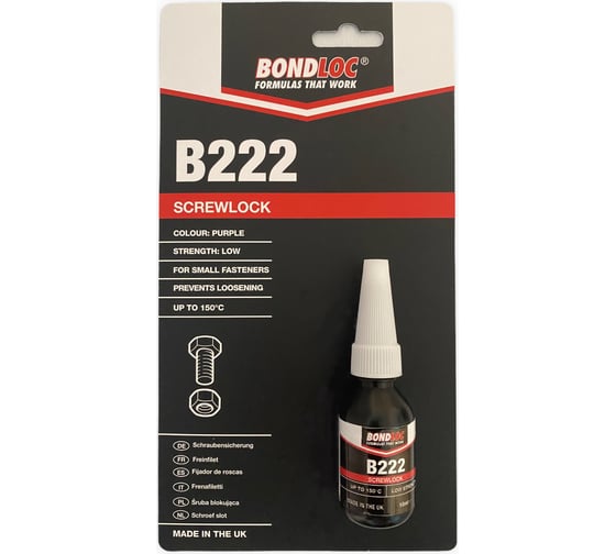 Резьбовой фиксатор низкой прочности Bondloc B222 блистер, 10 мл B222C10ML 1