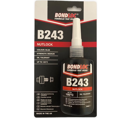 Резьбовой фиксатор средней прочности Bondloc B243 блистер, 50 мл B243C50ML 1