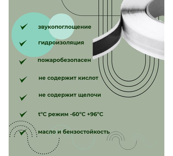 Бутилкаучуковая лента Компания Маска tape О, 30x2 мм, 20 метров ЛБО054