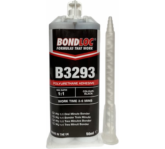 Быстроотвержд. 2К полиуретан. клей для ремонта деталей из пласт. Bondloc B3293 1:1, 50 мл B329350ML