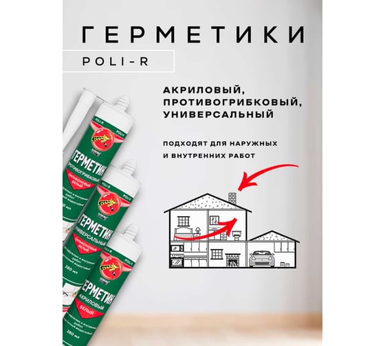 Герметик акриловый Poli-R белый 280 мл 22851