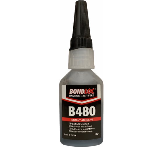 Моментальный цианоакрилатный вибростойкий клей Bondloc B480 черный, 20 г B48020G
