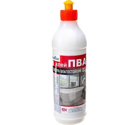 Клей ПВА Ecolux экстра, влагостойкий, D3, 0,5 кг 4607133684853