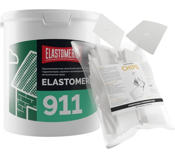 Ремкомплект для гидроизоляции и ремонта кровли Elastomeric Systems 911, 6 кг, терракотовый и Chips 50 шт. 911_8004_6kg_kvadrat_9х9 1