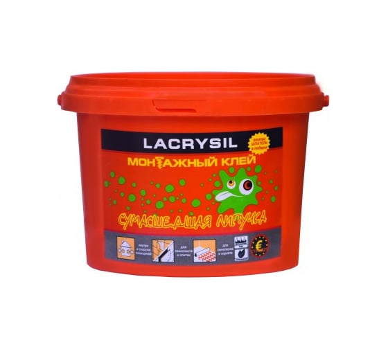 Клей универсальный монтажный Сумасшедшая липучка белый 1 кг LACRYSIL 12