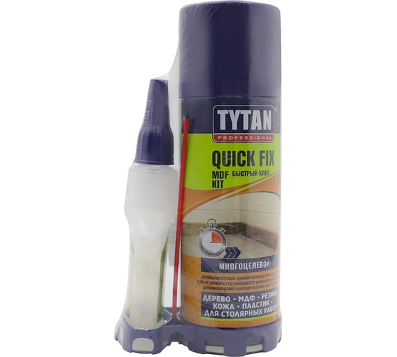 Клей для мдф Tytan PROFESSIONAL цианакрилатный QUIСK FIX 2-х комп., 200 МЛ+50 г, прозрачный 263951