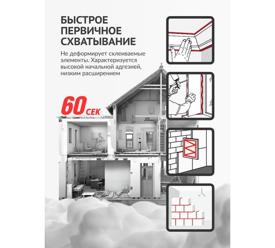 Клей-пена универсальный конструкционный профессиональный всесезонный SUPERBLITZ HT KUDO KUPP10B13SBHT