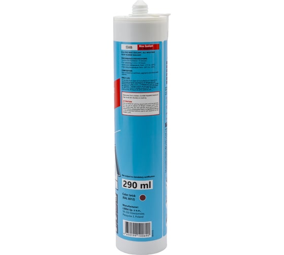 Каучуковый герметик для кровли Sila PRO Max Sealant, All weather, кирпичный, 290 мл SAWRD290