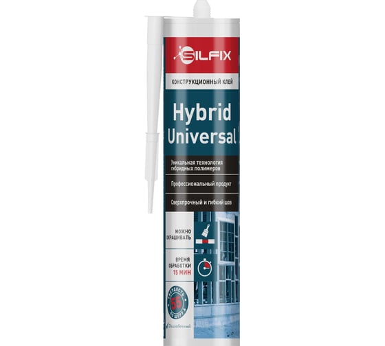 Конструкционный клей Sila SilFix Hybrid Universal белый, 280 мл, (1 уп. - 12 шт.) SHUW280